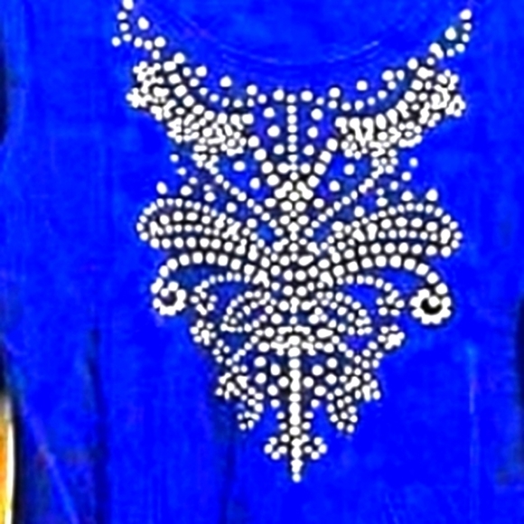 𝅺Style & Co Lg Round Neckline 3/4 Inch Sleeves Silver Stud Detail on Front - Picture 2 of 6